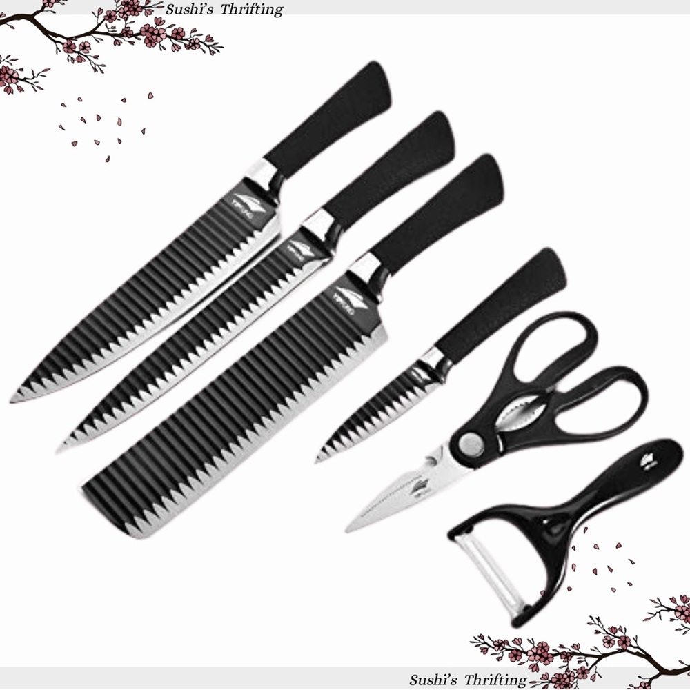 6pc Knife Set • Black Edition • Slice, Dice, & Everything Nice